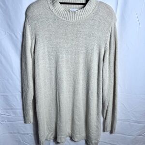 Silk Liz & Me Women’s Off-White Crewneck Sweater 2X Minimalist Comfort Norm-core